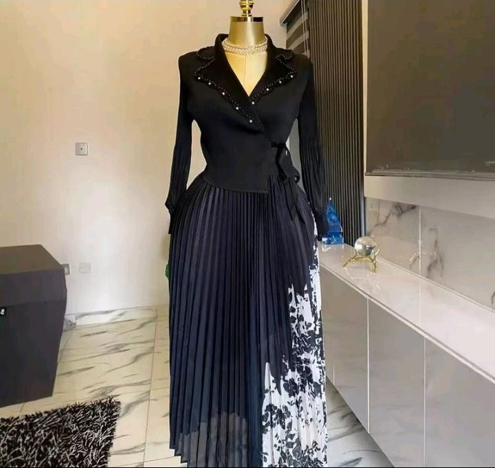 Women sets casual two pieces with a pleated skirt